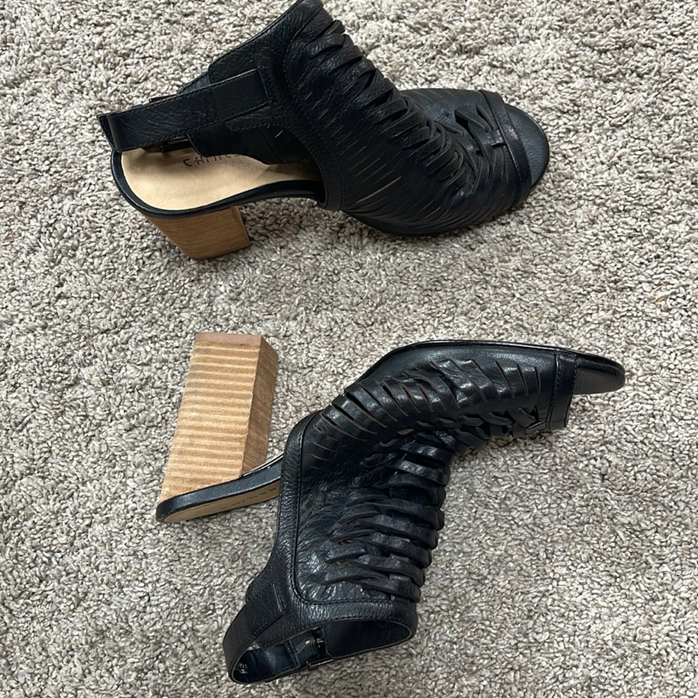 Women’s Chinese Laundry Black Strappy Block Heels Size 8.5